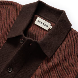 material shot of the collar on The Button Down Polo in Morita Seed Stitch, Knits by Taylor Stitch