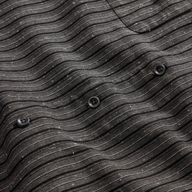 material shot of the buttons on The Conrad in Black Indigo Slub Stripe, Wovens by Taylor Stitch