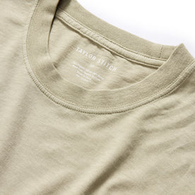 material shot of the collar on The Cotton Hemp Tee in Sage, Knits by Taylor Stitch