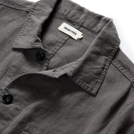 material shot of the collar on The Ojai Jacket in Granite Hemp, Outerwear by Taylor Stitch