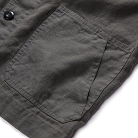 material shot of the pockets on The Ojai Jacket in Granite Hemp, Outerwear by Taylor Stitch