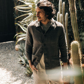 fit model in The Ojai Jacket in Granite Hemp, Outerwear by Taylor Stitch