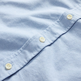 material shot of the buttons on The Jack in Blue Everyday Oxford, Wovens by Taylor Stitch