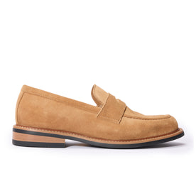 material shot of the side of The Loafer in Tan Suede, Footwear by Taylor Stitch