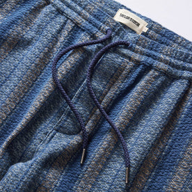 material shot of the waistband on The Apres Pant in Marine Stripe, Bottoms by Taylor Stitch