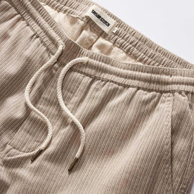 material shot of the waistband on The Apres Short in Black Coffee Stripe, Bottoms by Taylor Stitch