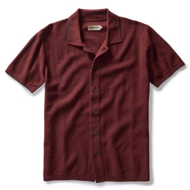 The Button Down Polo in Dried Cherry Herringbone - featured image