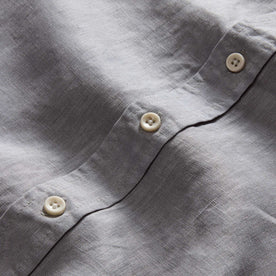 material shot of the buttons on The Jack in Overcast Linen, Wovens by Taylor Stitch