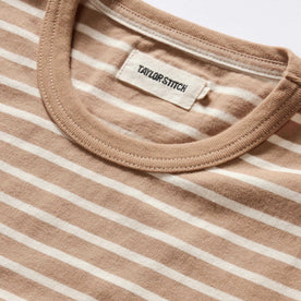 material shot of the collar on The Organic Cotton Long Sleeve Tee in Churro Stripe, Knits by Taylor Stitch