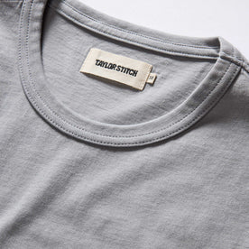 material shot of the collar on The Organic Cotton Tee in Overcast, Knits by Taylor Stitch