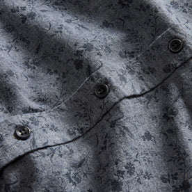 material shot of the buttons on The Short Sleeve California in Blue Chambray Botanical, Wovens by Taylor Stitch