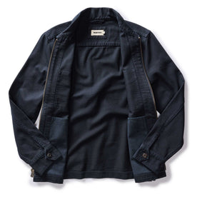 flatlay of the inside of The Station Jacket in Dark Navy Broken Twill, Outerwear by Taylor Stitch