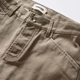 material shot of the waistband on The Camp Pant in Stone Chipped Canvas, Bottoms by Taylor Stitch