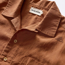 material shot of the collar on The Conrad Shirt in Adobe Embroidery, Wovens by Taylor Stitch