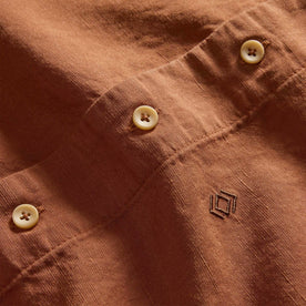 material shot of the buttons on The Conrad Shirt in Adobe Embroidery, Wovens by Taylor Stitch