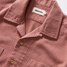 material shot of the collar on The Conrad Shirt in Fired Brick Dobby, Wovens by Taylor Stitch