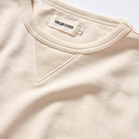 material shot of the collar on The Cotton Hemp Crew in Natural, Knits by Taylor Stitch