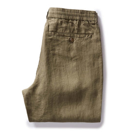 folded flatlay of the back of The Easy Pant in Olive Linen, Bottoms by Taylor Stitch