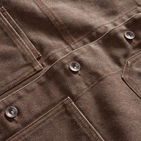 material shot of the buttons on The Fremont Jacket in Aged Penny Chipped Canvas, Outerwear by Taylor Stitch