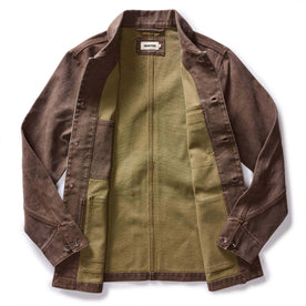 flatlay of The Fremont Jacket in Aged Penny Chipped Canvas open, Outerwear by Taylor Stitch