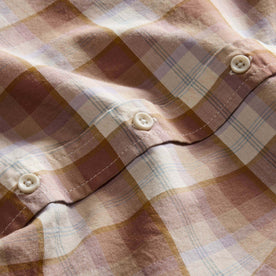 material shot of the buttons on The Jack in Baked Clay Plaid, Wovens by Taylor Stitch