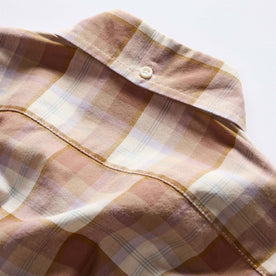 material shot of the back collar on The Jack in Baked Clay Plaid, Wovens by Taylor Stitch