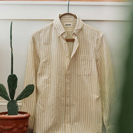 editorial image of The Jack in Dried Cacti Stripe on a hanger, Wovens by Taylor Stitch