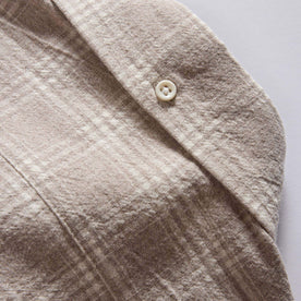 material shot of the back of the collar on The Jack in Heather Flax Plaid, Wovens by Taylor Stitch