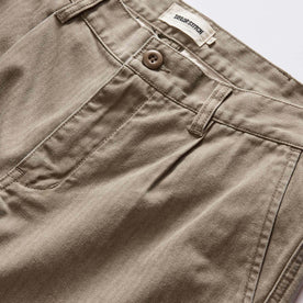 material shot of the waistband on The Matlow Short in Baked Soil Herringbone, Bottoms by Taylor Stitch