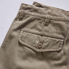 material shot of the pocket on The Matlow Short in Baked Soil Herringbone, Bottoms by Taylor Stitch