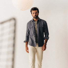 The Point Shirt in Heather Blue Linen Tweed - featured image