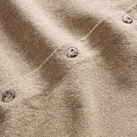 material shot of the buttons on The Point Shirt in Heather Oat Linen Tweed, Wovens by Taylor Stitch