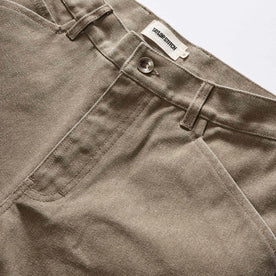 material shot of the waistband on The Camp Short in Stone Chipped Canvas, Bottoms by Taylor Stitch