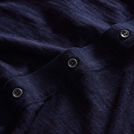 material shot of the buttons on The Short Sleeve California in Rinsed Indigo Slub, Wovens by Taylor Stitch