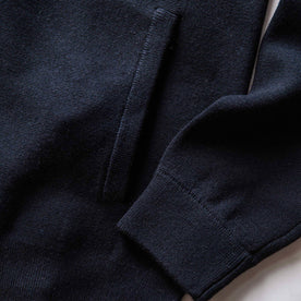 material shot of the ribbed cuffs on The Portola Hoodie in Midnight Merino, Knits by Taylor Stitch