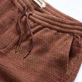 material shot of the waistband on The Apres Pant in Black Cherry Sashiko, Bottoms by Taylor Stitch