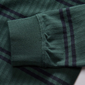 material shot of the ribbed cuffs on The Colton Crew in Dark Forest Stripe, Knits by Taylor Stitch