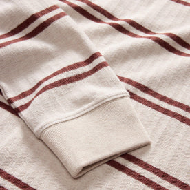 material shot of the ribbed cuffs on The Colton Crew in Oat Heathered Stripe, Knits by Taylor Stitch