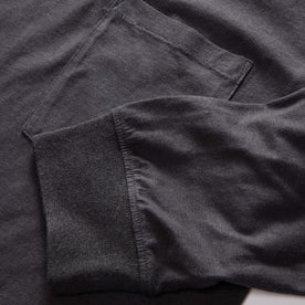 material shot of the sleeves on The Cotton Hemp Long Sleeve Tee in Charcoal, Knits by Taylor Stitch