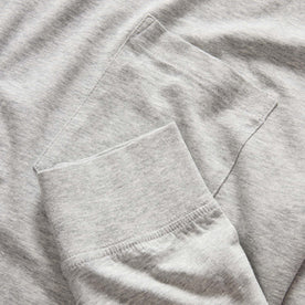 material shot of the sleeves on The Cotton Hemp Long Sleeve Tee in Heather Grey, Knits by Taylor Stitch