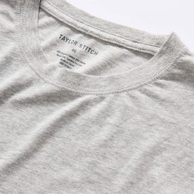 material shot of the collar on The Cotton Hemp Long Sleeve Tee in Heather Grey, Knits by Taylor Stitch