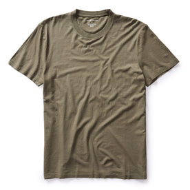 flatlay of The Cotton Hemp Tee in Olive, Knits by Taylor Stitch