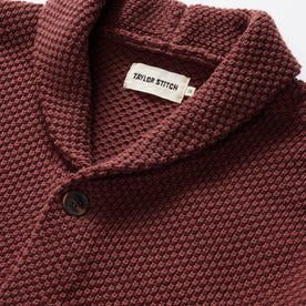 material shot of the collar on The Crawford Sweater in Black Cherry, Knits by Taylor Stitch