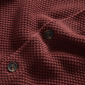 material shot of the buttons on The Crawford Sweater in Black Cherry, Knits by Taylor Stitch