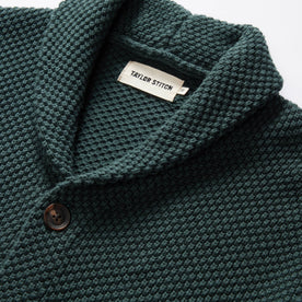 material shot of the collar on The Crawford Sweater in Dark Forest, Knits by Taylor Stitch