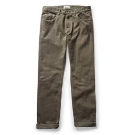 flatlay of The Democratic All Day Pant in Fatigue Olive Selvage Denim, Bottoms by Taylor Stitch