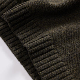 material shot of the ribbed hem on The Quarter Zip Tanker Sweater in Loden, Knits by Taylor Stitch