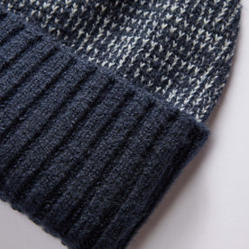 material shot of the ribbed edge of The Headland Beanie in Dark Navy, Accessories by Taylor Stitch