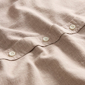 material shot of the buttons on The Jack in Merlot Slub Cotton Linen, Wovens by Taylor Stitch