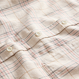 material shot of the buttons on The Jack in Sand Plaid, Wovens by Taylor Stitch